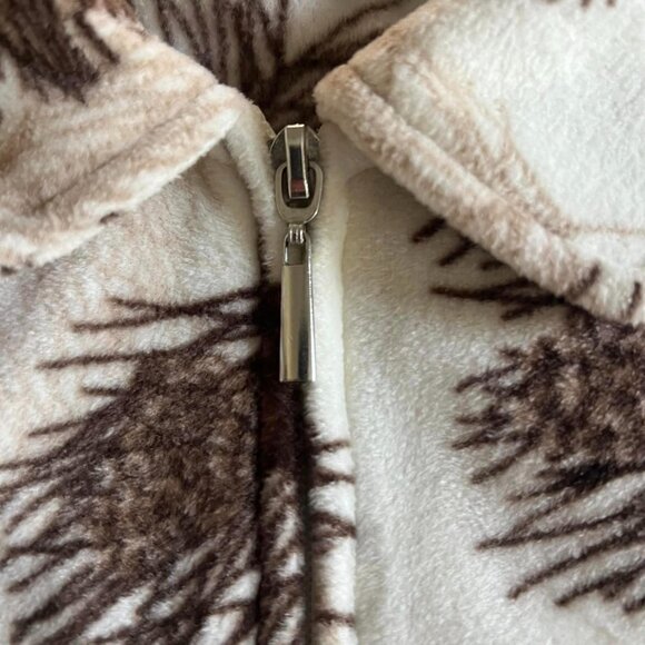 Size Large (12-14) White Stag Beige & Brown Full Zip Fleece - Picture 6 of 7